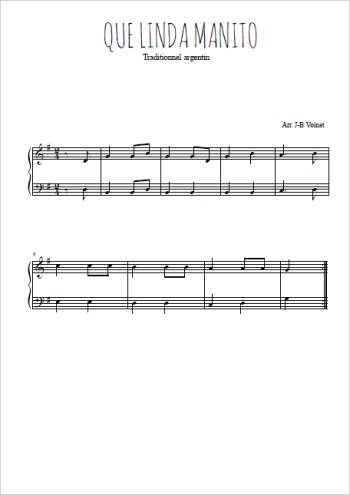 Téléchargez l'arrangement pour piano de la partition de Qué linda manito en PDF